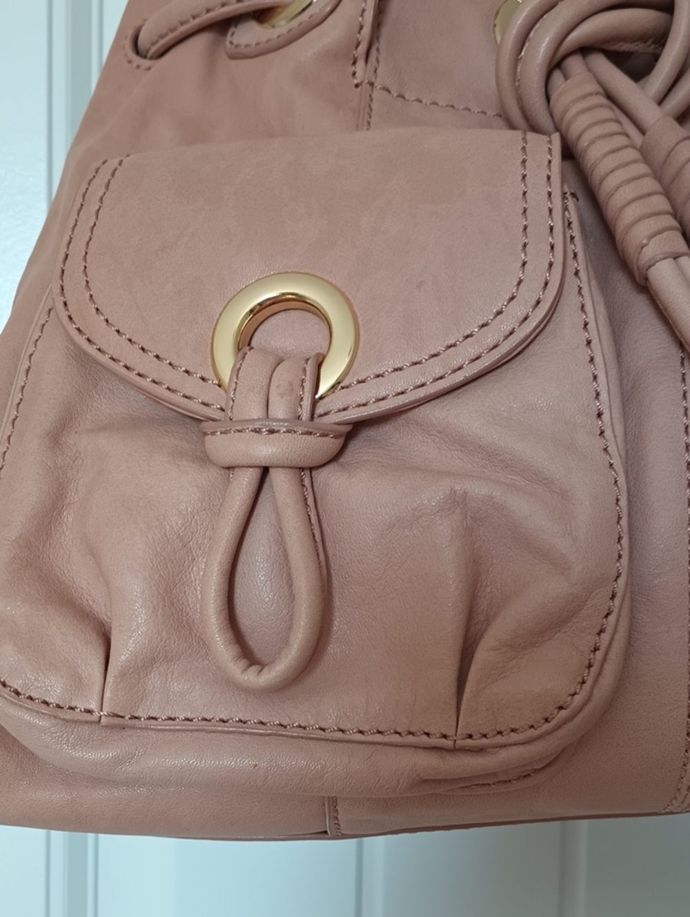 Michael Kors Blush Tan Soft Leather Knot Shoulder Tote - Picture 2 of 16